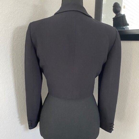 MOSCHINO Cheap & Chic Single Button Black Cropped Suit Blazer Jacket Sz 6 - Picture 5 of 14